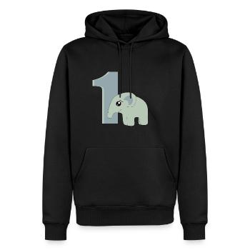1. Geburtstag Zahl 1 Elefant Baby - Männer Premium Bio Hoodie - Schwarz - Vorne - Nico (187cm)