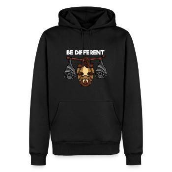 Be Different Biber und Fledermäuse - Männer Premium Bio Hoodie - Schwarz - Vorne - Nico (187cm)