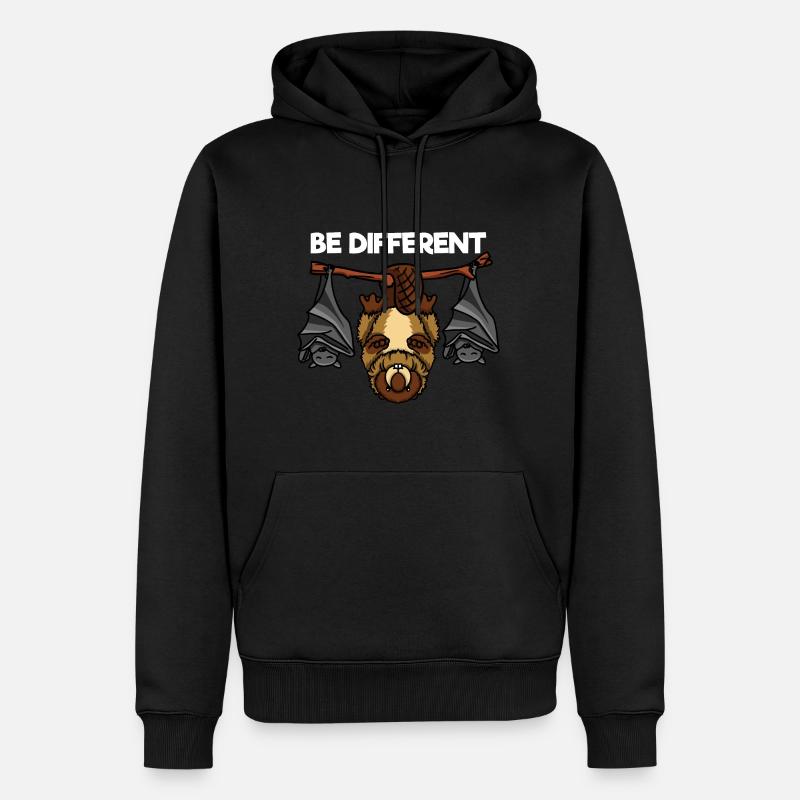 Be Different Biber und Fledermäuse - Männer Premium Bio Hoodie - Schwarz
