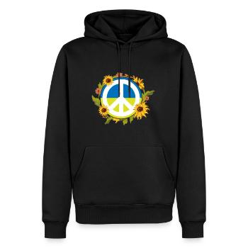Peace For Ukraine Sunflower - Männer Premium Bio Hoodie - Schwarz - Vorne - Nico (187cm)