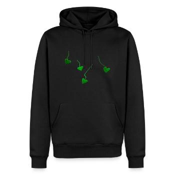 lignes scintillantes de cœurs verts - Sweat à capuche Premium bio Homme - noir - Devant - Nico (187cm)
