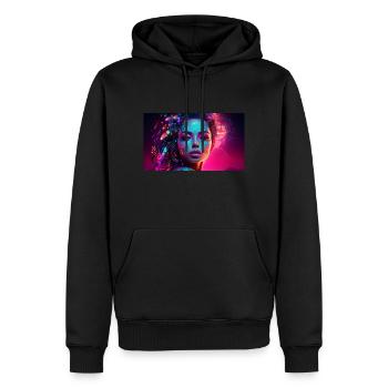 Le visionnaire : un futuriste aux stries colorées - Sweat à capuche Premium bio Homme - noir - Devant - Nico (187cm)