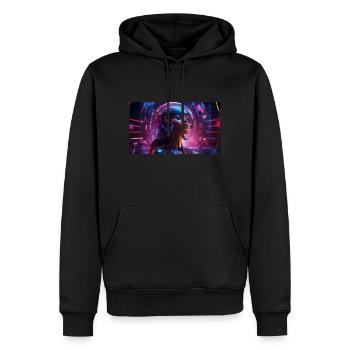 Frau in der Zukunft mit Glashelm - Männer Premium Bio Hoodie - Schwarz - Vorne - Nico (187cm)