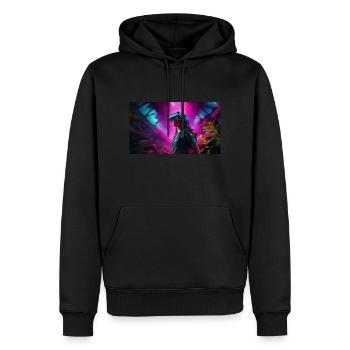 Digitale Träumereien: Eine Frau in virtueller Real - Männer Premium Bio Hoodie - Schwarz - Vorne - Nico (187cm)