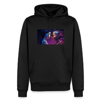 Côté homme et machine - Sweat à capuche Premium bio Homme - noir - Devant - Nico (187cm)