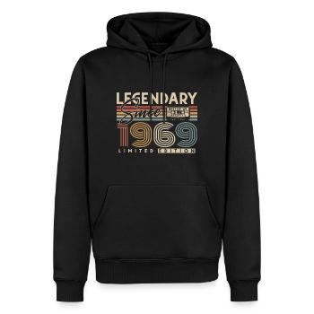 Légendaire Depuis 1969 Vintage Rétro Anniversaire - Sweat à capuche Premium bio Homme - noir - Devant - Nico (187cm)