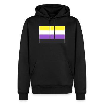 Non-binary flag - Men’s Premium Organic Hoodie - black - Front - Nico (187cm)