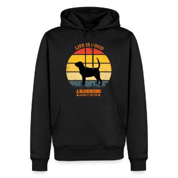 Life Is Good A Bloodhond Makes It Better - Männer Premium Bio Hoodie - Schwarz - Vorne - Nico (187cm)