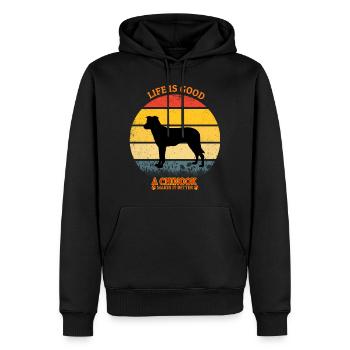 Life Is Good A Chinook Makes It Better - Männer Premium Bio Hoodie - Schwarz - Vorne - Nico (187cm)