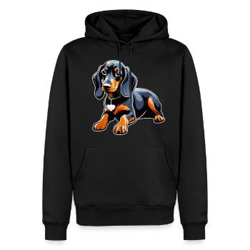 Niedlicher Dackel Hund - Männer Premium Bio Hoodie - Schwarz - Vorne - Nico (187cm)