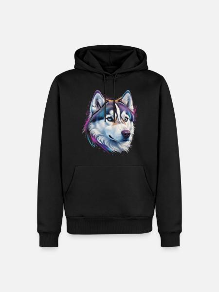 Husky Head - Men’s Premium Organic Hoodie - black