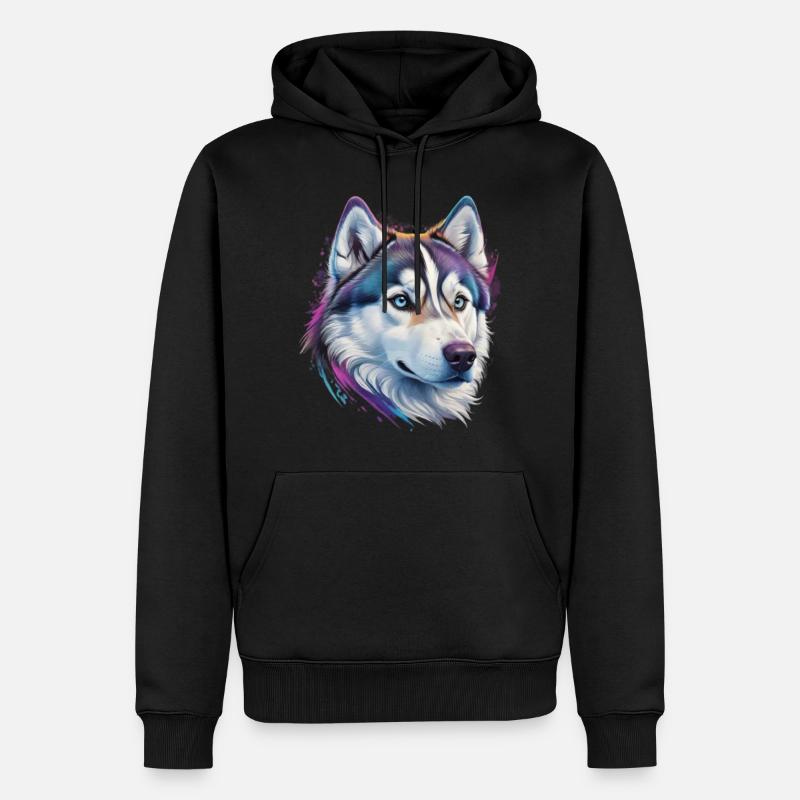 Tête de husky - Sweat à capuche Premium bio Homme - noir
