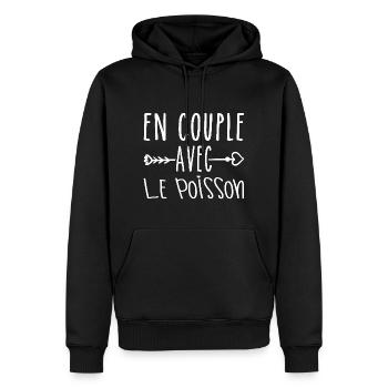 Paare mit Fische, Fische Fans Geschenk - Männer Premium Bio Hoodie - Schwarz - Vorne - Nico (187cm)