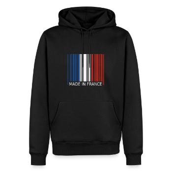 France Code à barres Made in France - Sweat à capuche Premium bio Homme - noir - Devant - Nico (187cm)