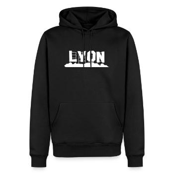 Lyon - Sweat à capuche Premium bio Homme - noir - Devant - Nico (187cm)