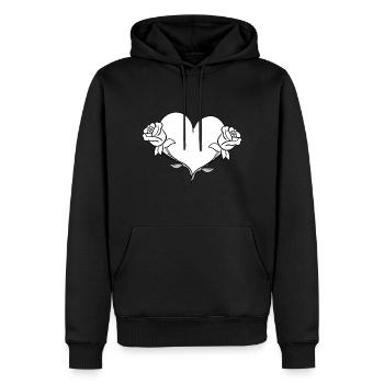 rose blume herz form symbol blumen - Männer Premium Bio Hoodie - Schwarz - Vorne - Nico (187cm)