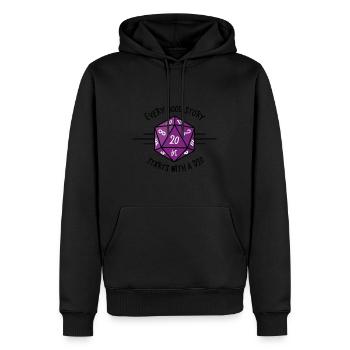 Jede gute Geschichte beginnt mit einer D20 - Männer Premium Bio Hoodie - Schwarz - Vorne - Nico (187cm)