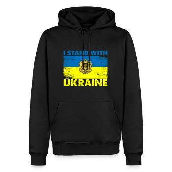 I Stand With Ukraine - Männer Premium Bio Hoodie - Schwarz - Vorne - Nico (187cm)