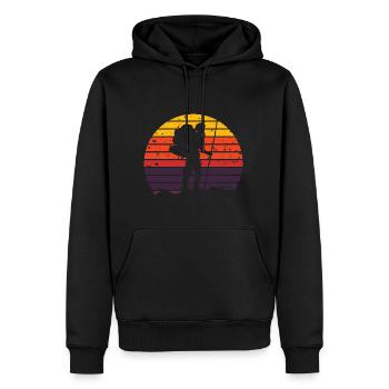 Wandern Vintage Berge Outdoor Wanderer Geschenk - Männer Premium Bio Hoodie - Schwarz - Vorne - Nico (187cm)