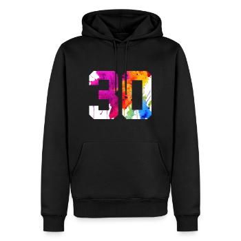 NUMMER 30 JAHRE ALT 30. GEBURTSTAG - Männer Premium Bio Hoodie - Schwarz - Vorne - Nico (187cm)