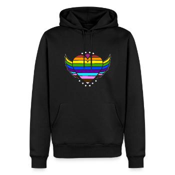 Rainbow Connection Embrace, Happy Pride - Männer Premium Bio Hoodie - Schwarz - Vorne - Nico (187cm)