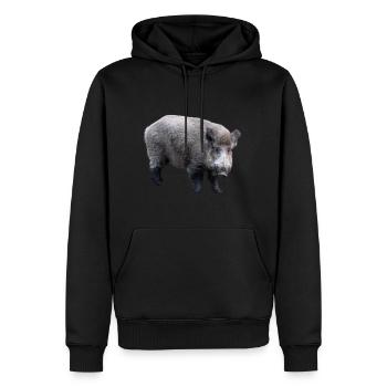 Wildschwein - Männer Premium Bio Hoodie - Schwarz - Vorne - Nico (187cm)