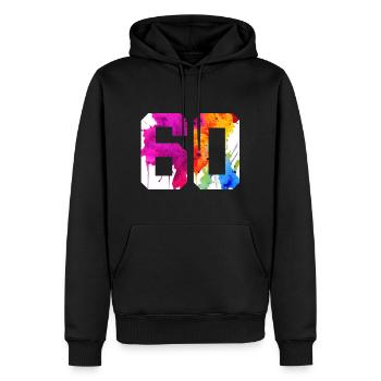 NUMMER 60 JAHRE ALT 60. GEBURTSTAG - Männer Premium Bio Hoodie - Schwarz - Vorne - Nico (187cm)