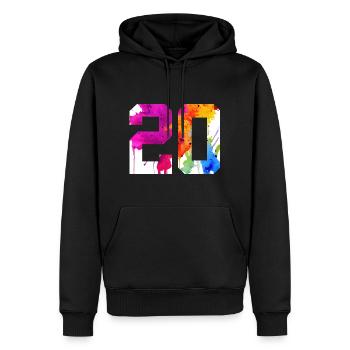 NUMÉRO 20 ANS 20ÈME ANNIVERSAIRE - Sweat à capuche Premium bio Homme - noir - Devant - Nico (187cm)