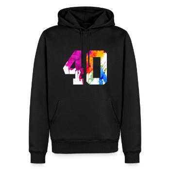 NUMMER 40 JAHRE ALT 40. GEBURTSTAG - Männer Premium Bio Hoodie - Schwarz - Vorne - Nico (187cm)
