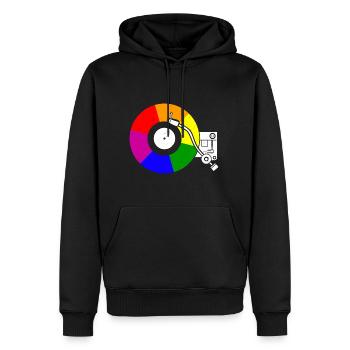 Gay Vinyl Pride Rainbow Flag Vinyl Record - Männer Premium Bio Hoodie - Schwarz - Vorne - Nico (187cm)