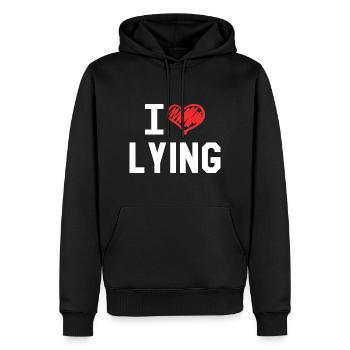 Ich liebe es zu lügen - Männer Premium Bio Hoodie - Schwarz - Vorne - Nico (187cm)