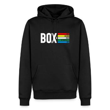 "Box" Grand Prix Reifenmischungen Design - Männer Premium Bio Hoodie - Schwarz - Vorne - Nico (187cm)