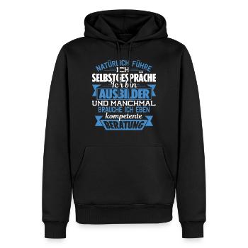 AUSBILDER - KOMPETENTE BERATUNG - Männer Premium Bio Hoodie - Schwarz - Vorne - Nico (187cm)