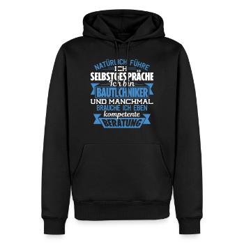 BAUTECHNIKER - KOMPETENTE BERATUNG - Männer Premium Bio Hoodie - Schwarz - Vorne - Nico (187cm)
