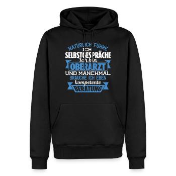 OBERARZT - KOMPETENTE BERATUNG - Männer Premium Bio Hoodie - Schwarz - Vorne - Nico (187cm)