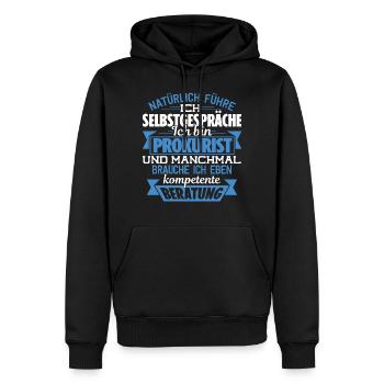 PROKURIST - KOMPETENTE BERATUNG - Männer Premium Bio Hoodie - Schwarz - Vorne - Nico (187cm)