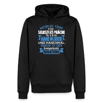 HANDWERKER - KOMPETENTE BERATUNG - Männer Premium Bio Hoodie - Schwarz - Vorne - Nico (187cm)