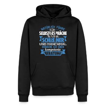 SCHREINER - KOMPETENTE BERATUNG - Männer Premium Bio Hoodie - Schwarz - Vorne - Nico (187cm)