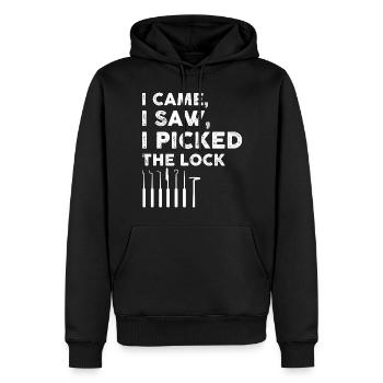 Lock Picking Locking Technician Schlossdienst Design - Men’s Premium Organic Hoodie - black - Front - Nico (187cm)