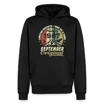 1987 - Die Legenden werden im September 1987 geboren - Männer Premium Bio Hoodie - Schwarz - Vorne - Nico (187cm)
