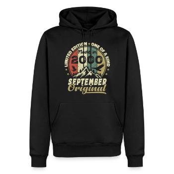 2000 – Legenden werden im September 2000 geboren - Männer Premium Bio Hoodie - Schwarz - Vorne - Nico (187cm)