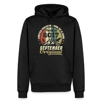2017 - Les légendes sont nées en septembre 2017 - Sweat à capuche Premium bio Homme - noir - Devant - Nico (187cm)