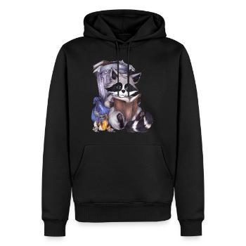 Niedlich Lesen Waschbär mit Buch zum Geburtstag - Männer Premium Bio Hoodie - Schwarz - Vorne - Nico (187cm)
