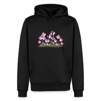 fleurs roses plante symbole naturel - Sweat à capuche Premium bio Homme - noir - Devant - Nico (187cm)