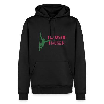 Flausen Hausen, geweckter Affe - Männer Premium Bio Hoodie - Schwarz - Vorne - Nico (187cm)