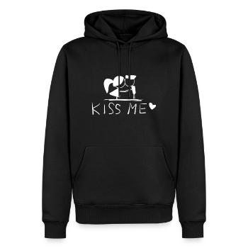embrasse-moi symbole couple amour - Sweat à capuche Premium bio Homme - noir - Devant - Nico (187cm)