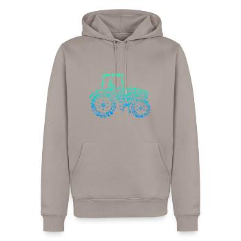 Tracteur - Sweat à capuche Premium bio Homme - taupe - Devant - Nico (187cm)
