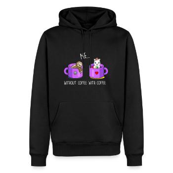 Ich ohne Kaffee Ich mit Kaffee Faultier Einhorn - Männer Premium Bio Hoodie - Schwarz - Vorne - Nico (187cm)