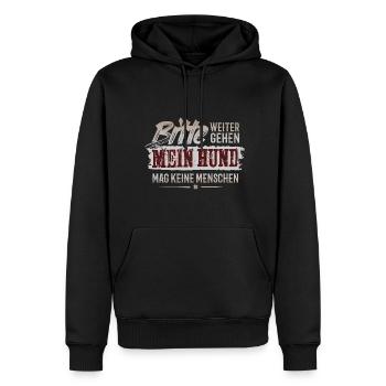 Bitte weitergehen! Mein Hund mag keine Menschen. - Männer Premium Bio Hoodie - Schwarz - Vorne - Nico (187cm)