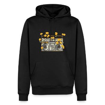 Vintage Radio Fleurs Cadeau Musique Rétro Plantes - Sweat à capuche Premium bio Homme - noir - Devant - Nico (187cm)